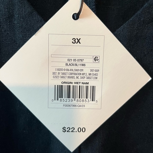 NWT Ava & Viv Women’s V-Neck Linen Blend Tie Front Top - Picture 6 of 13